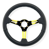 Tomu Tsukuba Black Leather with Gold Spoke Steering Wheel