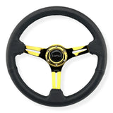 Tomu Tsukuba Black Leather with Gold Spoke Steering Wheel