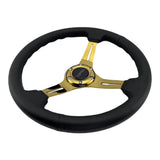 Tomu Tsukuba Black Leather with Gold Spoke Steering Wheel