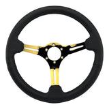 Tomu Tsukuba Black Leather with Gold Spoke Steering Wheel