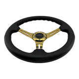 Tomu Tsukuba Black Leather with Gold Spoke Steering Wheel