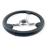 Tomu Tsukuba Black Leather with Mirror Chrome Spoke Steering Wheel
