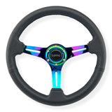 Tomu Tsukuba Black Leather with Neo Chrome Spoke Steering Wheel