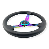 Tomu Tsukuba Black Leather with Neo Chrome Spoke Steering Wheel