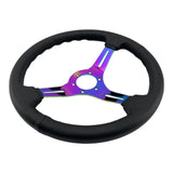 Tomu Tsukuba Black Leather with Neo Chrome Spoke Steering Wheel