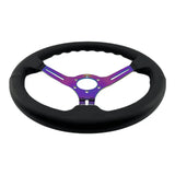 Tomu Tsukuba Black Leather with Neo Chrome Spoke Steering Wheel