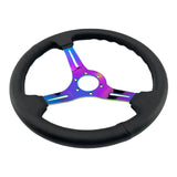 Tomu Tsukuba Black Leather with Neo Chrome Spoke Steering Wheel