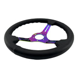 Tomu Tsukuba Black Leather with Neo Chrome Spoke Steering Wheel