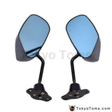 Universal Car F1 Style Carbon Look Racing Side Fender Mirror Blue Rear View Mirror - Tokyo Tom's