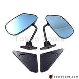 Universal Car F1 Style Carbon Look Racing Side Fender Mirror Blue Rear View Mirror - Tokyo Tom's