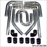 Universal Intercooler Piping Kit L:450Mm Black 2.5" 63Mm Polished Aluminum Fmic Car Styling - Tokyo Tom's