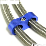 3 Blue (Black) Universal- An10 Billet Oil/Fuel/Water Hose Turbo Separator Divider Clamp - Tokyo Tom's