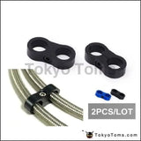 2 Black Universal - An10 Billet Oil/Fuel/Water Hose Turbo Separator Divider Clamp - Tokyo Tom's