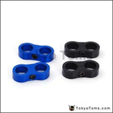 2 Black Universal - An10 Billet Oil/Fuel/Water Hose Turbo Separator Divider Clamp - Tokyo Tom's