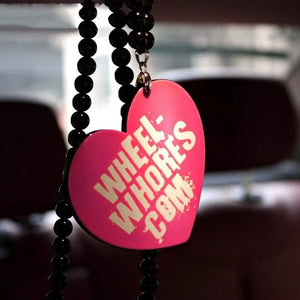 Wheel Whores Com Peach Heart Pendant Rear View Mirror Ornament