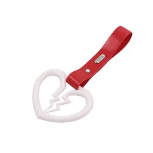 White Broken Heart Tsurikawa Red PVC Strap