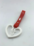 White Broken Heart Tsurikawa Red PVC Strap