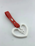 White Broken Heart Tsurikawa Red PVC Strap