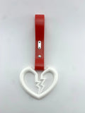 White Broken Heart Tsurikawa Red PVC Strap