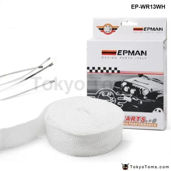 White Turbo Manifold Heat Exhaust Thermal Wrap Tape & Stainless Ties 2