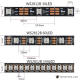 Waterproof Individually Addressable LED Strips - DC5V 1m/2m/3m/4m/5m WS2812B 30/60 Leds/m Smart Led Strip Black PCB WS2812 IC