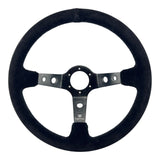 Tomu Ebisu Black Spoke with Black Suede Leather Steering Wheel