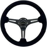 Tomu Akagi Black Suede and Black Alloy Steering Wheel