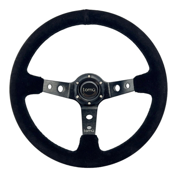 Tomu Ebisu Black Spoke with Black Suede Leather Steering Wheel - Tokyo Tom's