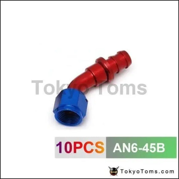 10pcs /set 45 Degree High Performance -AN6 Hose End Fitting Aluminum Oil cooler hose fitting AN6-45B