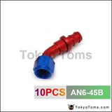 10pcs /set 45 Degree High Performance -AN6 Hose End Fitting Aluminum Oil cooler hose fitting AN6-45B