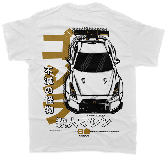 Nissan GTR R35 Godzilla - Gold - Unisex T-Shirt - Car Enthusiast - Drifting Drag JDM - Tokyo Tom's