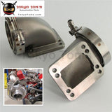 1 Pair 3 Vband 90 Degree Cast Ss Elbow Adapter Flange + Clamps For T3 T4 Turbo Turbocharger Aluminum