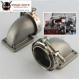 1 Pair 3 Vband 90 Degree Cast Ss Elbow Adapter Flange + Clamps For T3 T4 Turbo Turbocharger Aluminum