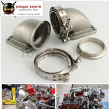 1 Pair 3" Vband 90 Degree Cast Ss Elbow Adapter Flange + Clamps For T3 T4 Turbo Turbocharger