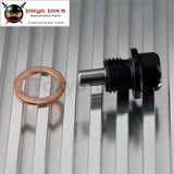 1 Pcs Engine Magnetic Oil Pan Drain Plug Bolt Anodized Crush Washer M14 X 1.5 Black