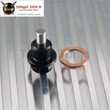 1 Pcs Engine Magnetic Oil Pan Drain Plug Bolt Anodized Crush Washer M14 X 1.5 Black
