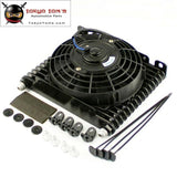 10-An 32mm 15 Row Engine Racing Coated Aluminum Oil Cooler+7" Electric Fan Kit