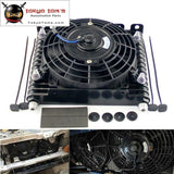 10-An 32Mm 15 Row Engine Racing Coated Aluminum Oil Cooler+7 Electric Fan Kit Oil Cooler