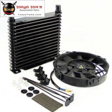 10-An 32Mm 15 Row Engine Racing Coated Aluminum Oil Cooler+7 Electric Fan Kit Oil Cooler