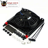 10-An 32Mm Aluminum 15 Row Engine/transmission Racing Oil Cooler+7 Electric Fan Kit W/ Fittings
