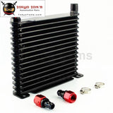 10-An 32Mm Aluminum 15 Row Engine/transmission Racing Oil Cooler W/ Fittings Black