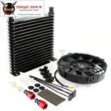 10-An 32Mm Aluminum 17 Row Engine/transmission Racing Oil Cooler+7 Electric Fan Kit W/ Fittings