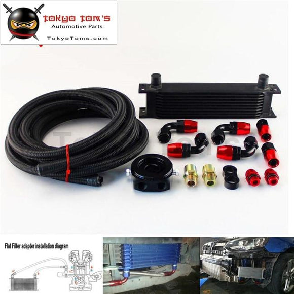 10 Row 248Mm An10 Universal Engine Oil Cooler British Type+M20Xp1.5 / 3/4 X 16 Filter Relocation+3M