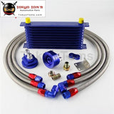 10 Row 262Mm An10 Universal Engine Transmission Oil Cooler Trust Type + Filter Adapter Kit