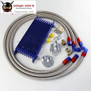 10 Row 262Mm An10 Universal Engine Transmission Oil Cooler Trust Type + Filter Adapter Kit