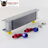 10 Row AN10 Universal Aluminum Engine Transmission 248mm Oil Cooler British Type W/ Fittings Kit Silver