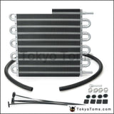 10 Row Black Aluminum Remote Transmission Oil Cooler/auto-Manual Radiator Converter Kit Cooler