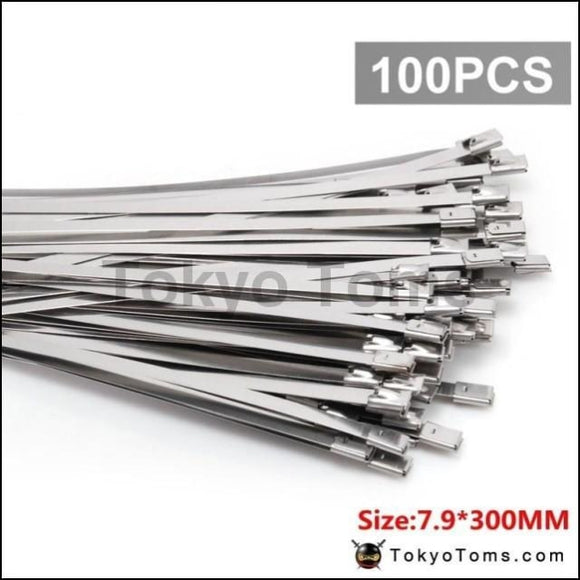 100Pcs 7.9Mm X 300Mm Exhaust Heat Stainless Steel Cable Ties Wrap Metal Tie Extra Long & Wide Large