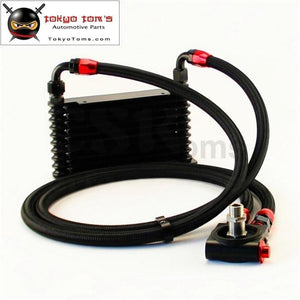 10An 32Mm 10 Rows Universal Engine Oil Cooler+Thermostat Sandwich Plate Cooler