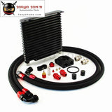 10An 32mm 17 Rows Universal Engine Oil Cooler+73 Degree Thermostat Sandwich Plate Kit
